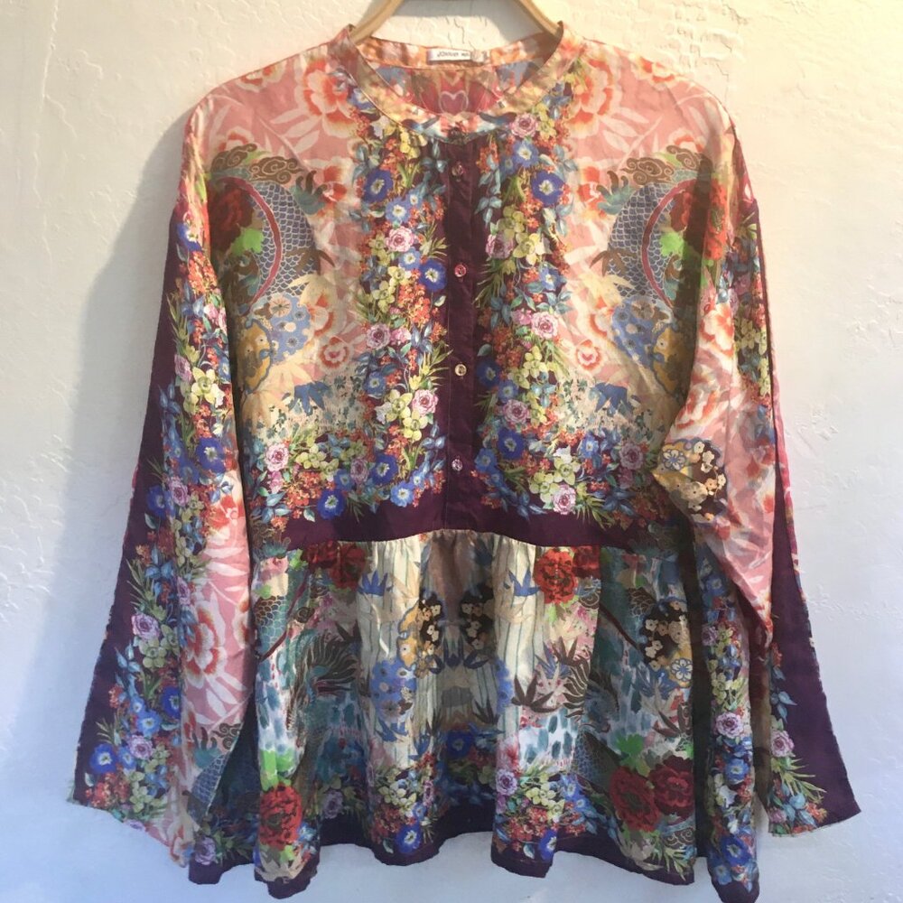 NWT Johnny Was ADALENA DERIVE BLOUSE 100% silk - Picture 5 of 14